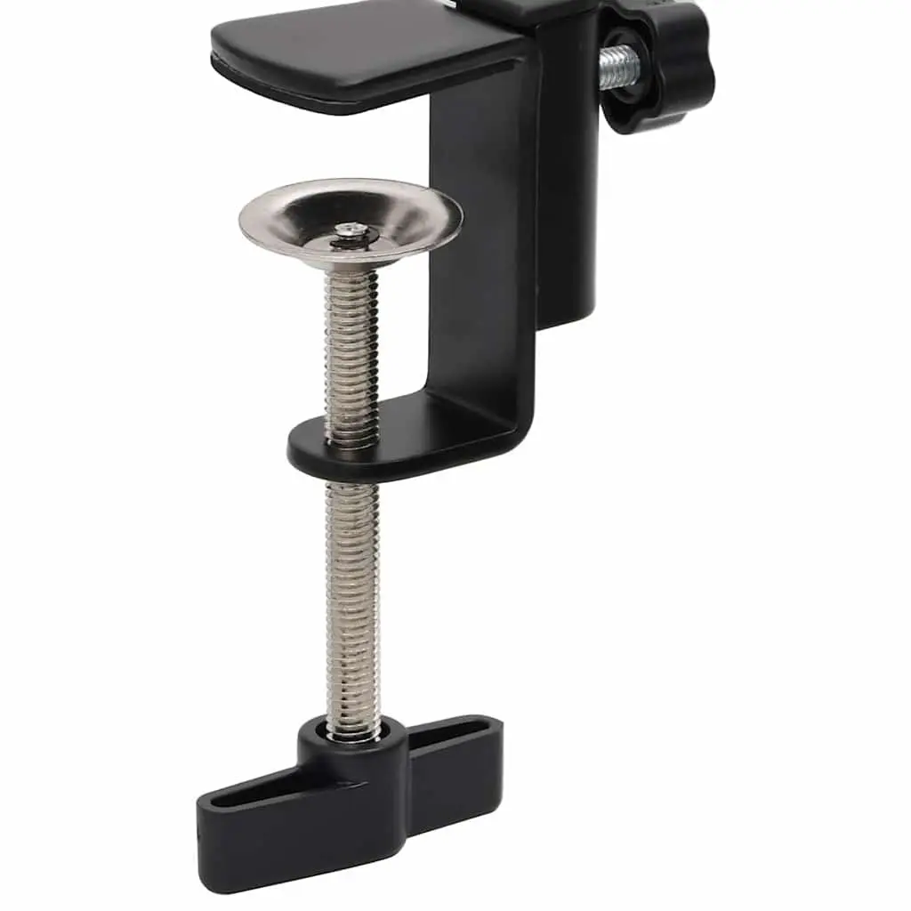 Table Clamp Microphone Stand Adjustable Scissor Arm Black Steel Desktop Mount