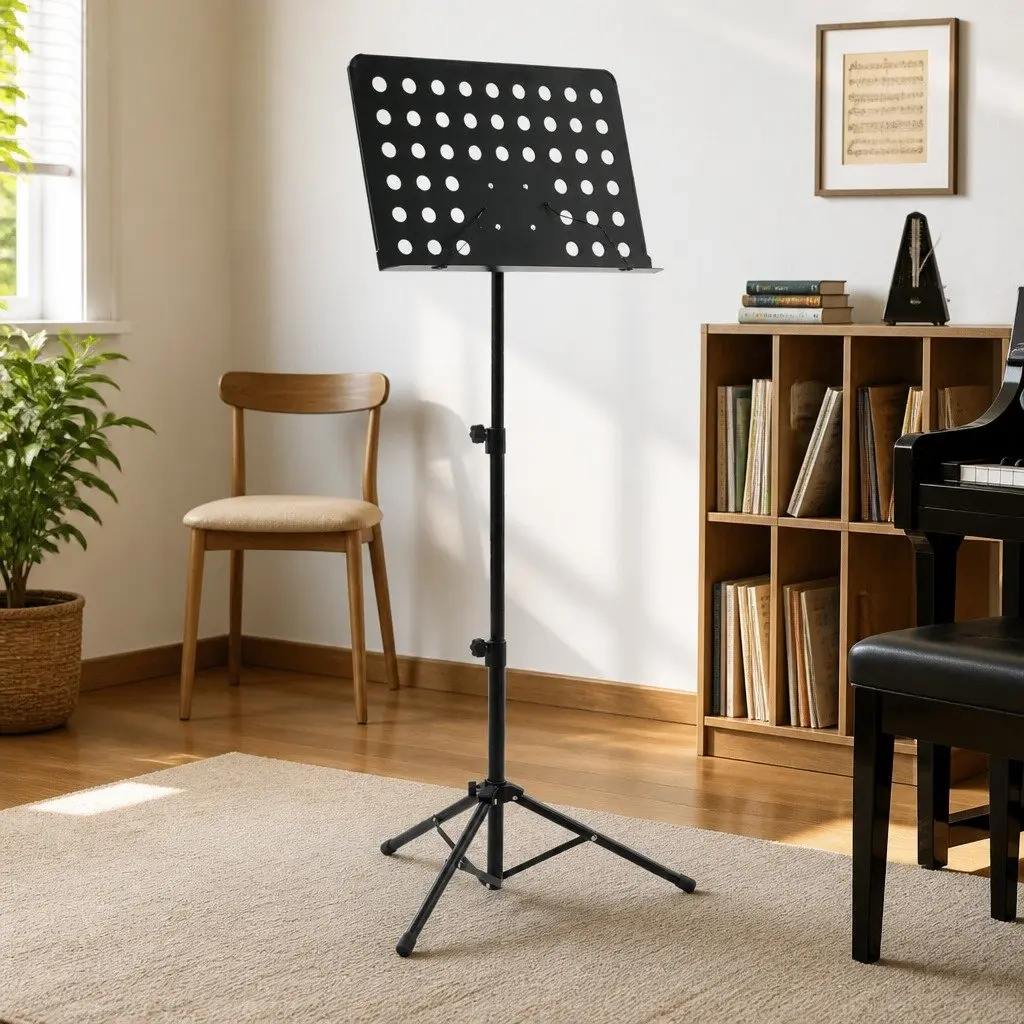 Tripod Music Stand Black Height Adjustable Steel Legs for Orchestra Practice