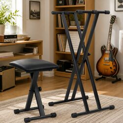 Elevate Your Music Space with Adjustable Keyboard Stand and Stool