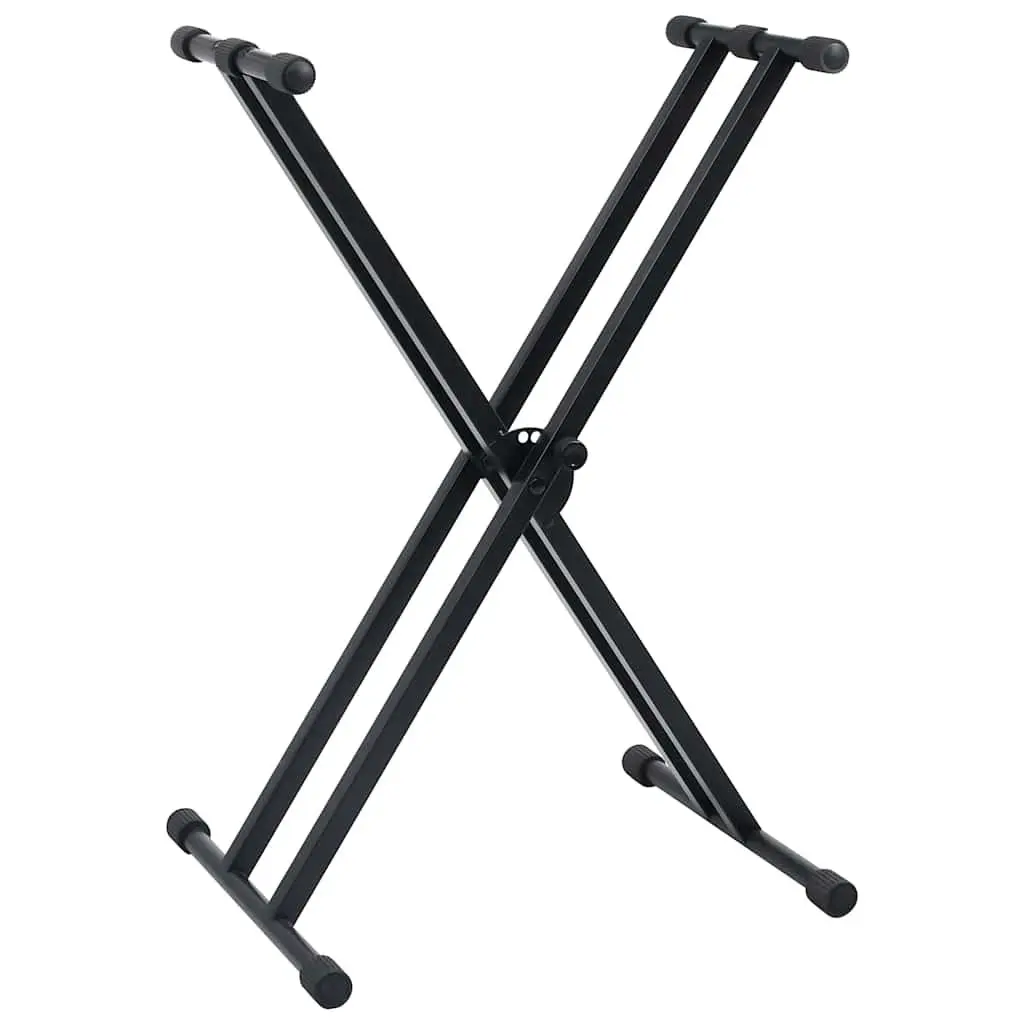 Adjustable Keyboard Stand and Stool Set Foldable Height Adjustable Double Braced Steel Frame Padded Stool for Music Performance Practice