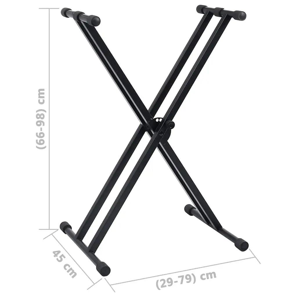 Adjustable Keyboard Stand and Stool Set Foldable Height Adjustable Double Braced Steel Frame Padded Stool for Music Performance Practice