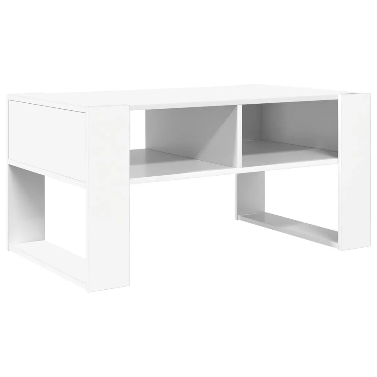 Coffee Table 92 x 53 x 45 cm Engineered Wood Open Shelf Storage White