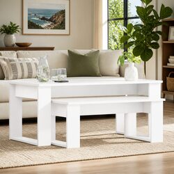 Enhance Your Space with This White Coffee Table Set