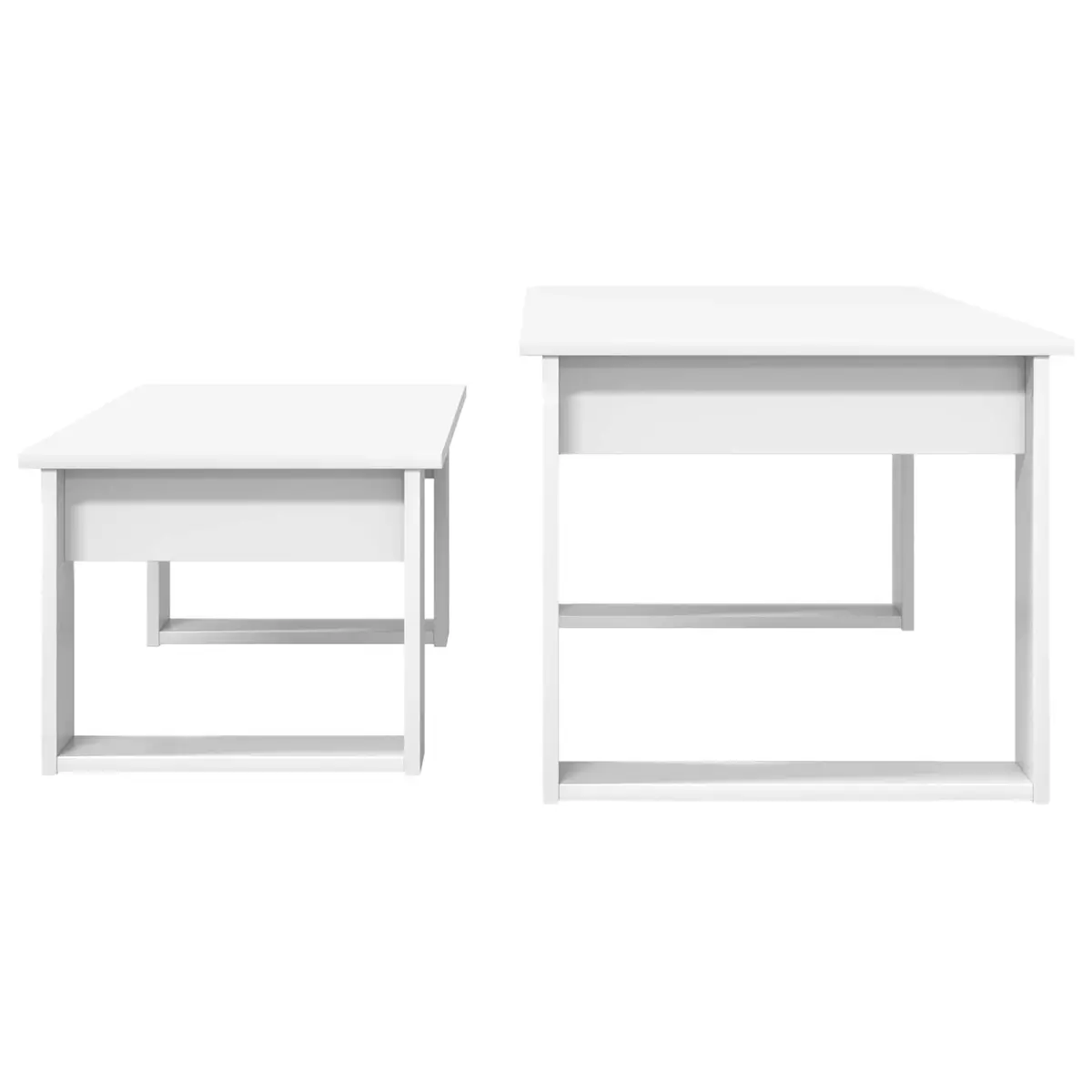 Coffee Table Set 2 Pieces White Modern Lounge Living Room Accent Furniture