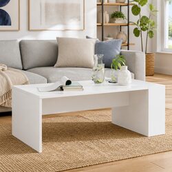 White Coffee Table Rectangular Modern Living Room Accent Furniture 95x50x34cm