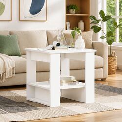 Coffee Table White Rectangular Modern Living Room Accent Engineered Wood