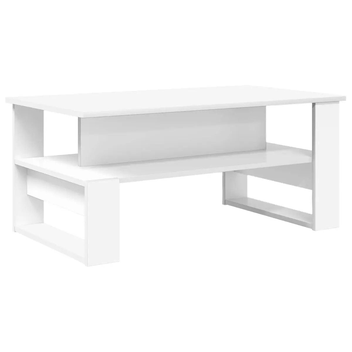Coffee Table White Rectangular Modern Living Room Accent Furniture Engineered