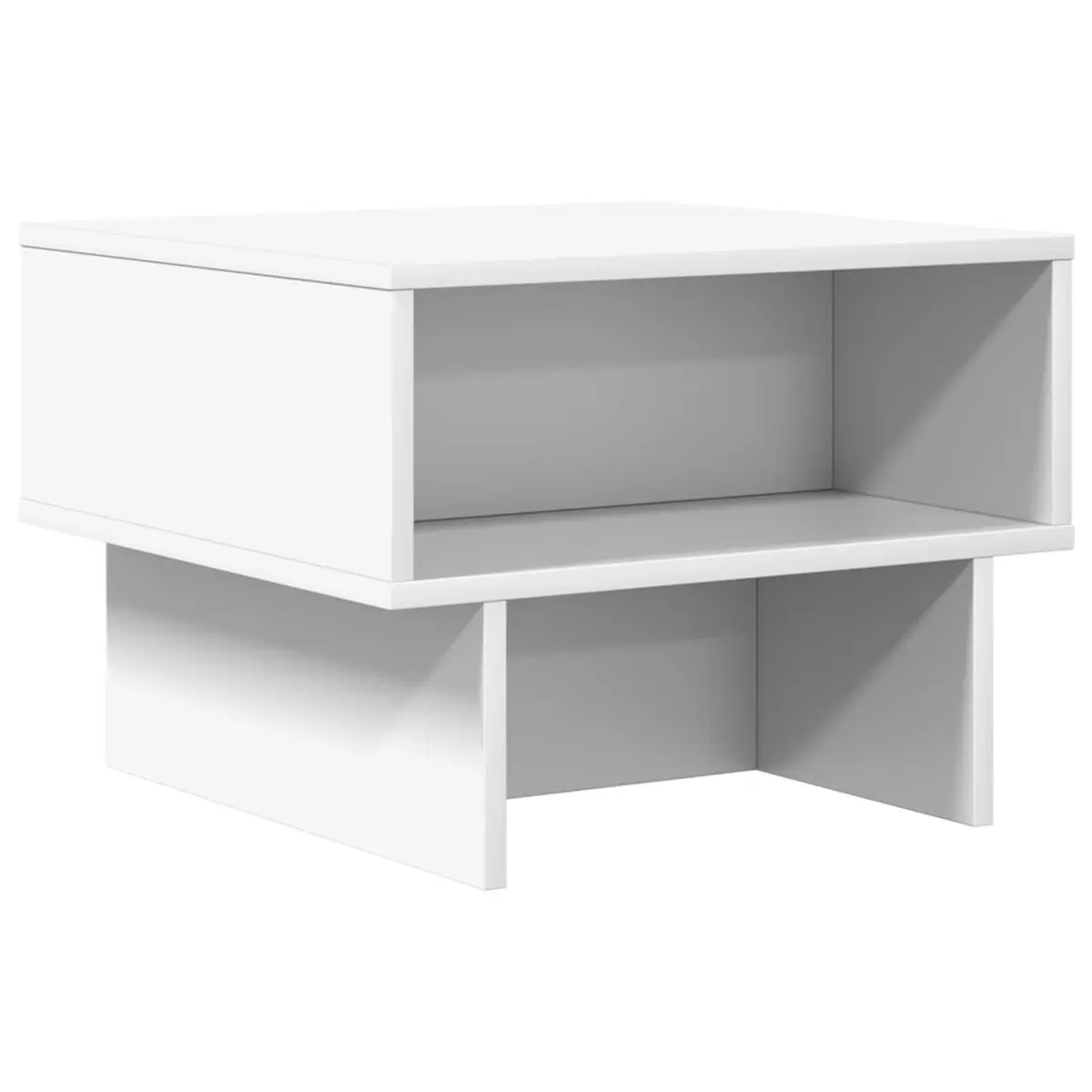 White Coffee Table 48 x 46 x 35 cm Modern Living Room Accent Furniture Engineered Wood Integrated Storage Shelves