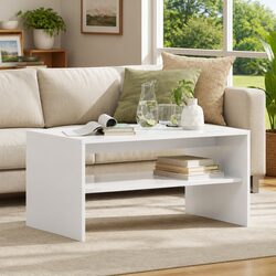 Stylish White Rectangular Coffee Table for Living Spaces