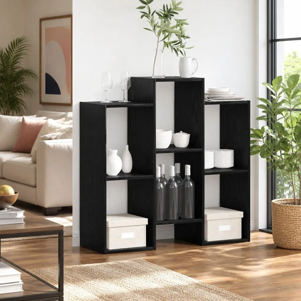 Sideboard Black Oak 90 x 30 x 90 cm Modern Storage Cabinet