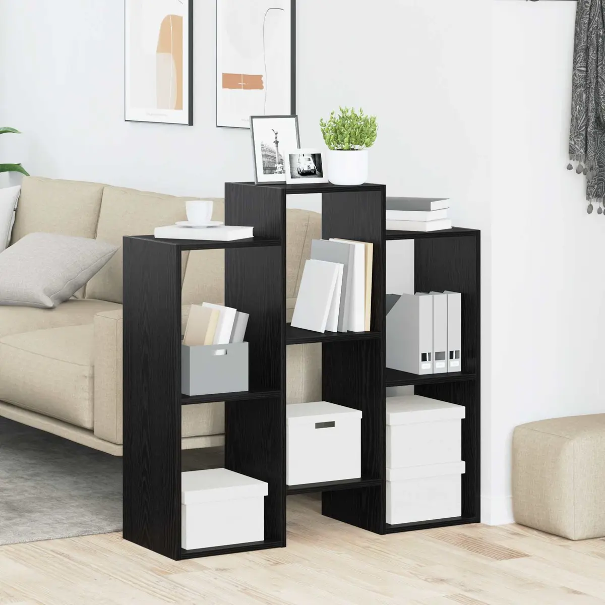 Sideboard Black Oak 90 x 30 x 90 cm Modern Storage Cabinet