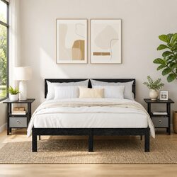 Enhance Your Space with 2 Modern Black Bedside Tables