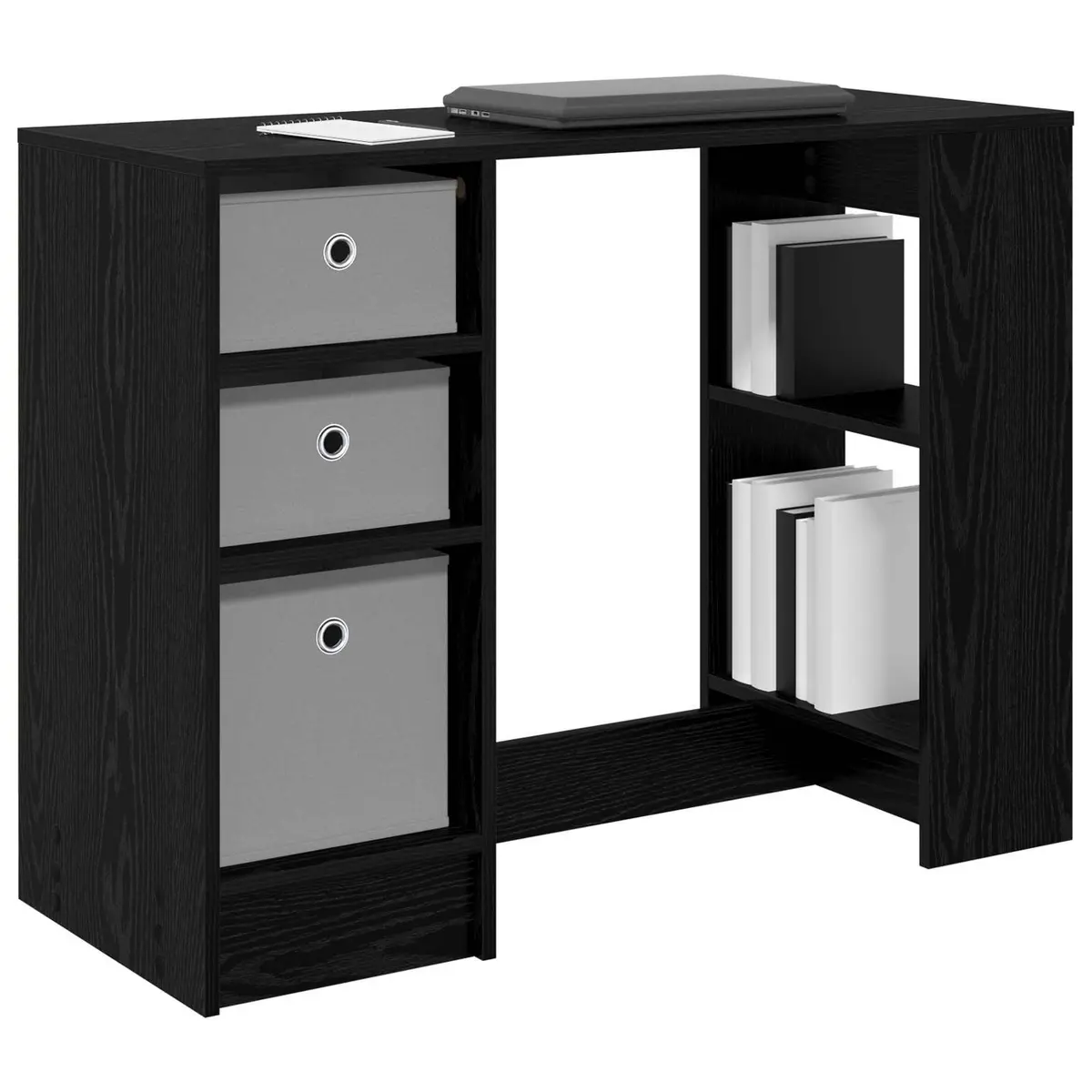 Black Oak Desk 100x40x75cm Engineered Wood Rectangular Office Study Writing