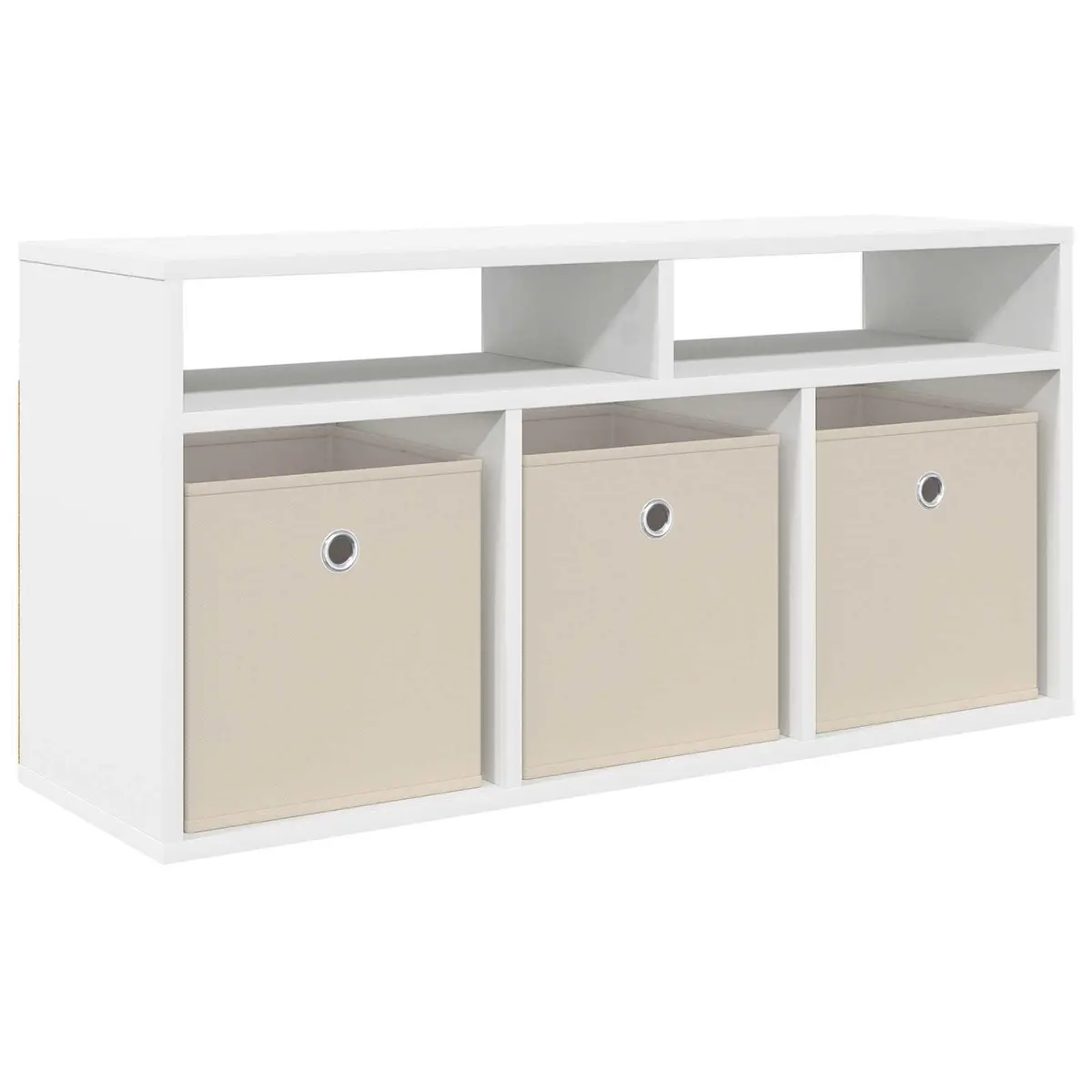 White Lowboard TV Unit 87 x 27.5 x 43 cm Modern Storage Organizer with Drawer
