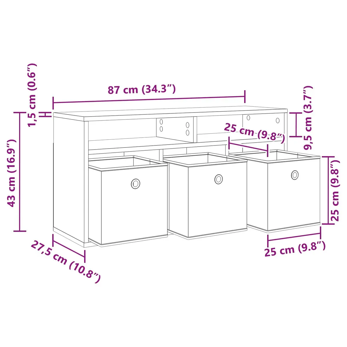 White Lowboard TV Unit 87 x 27.5 x 43 cm Modern Storage Organizer with Drawer