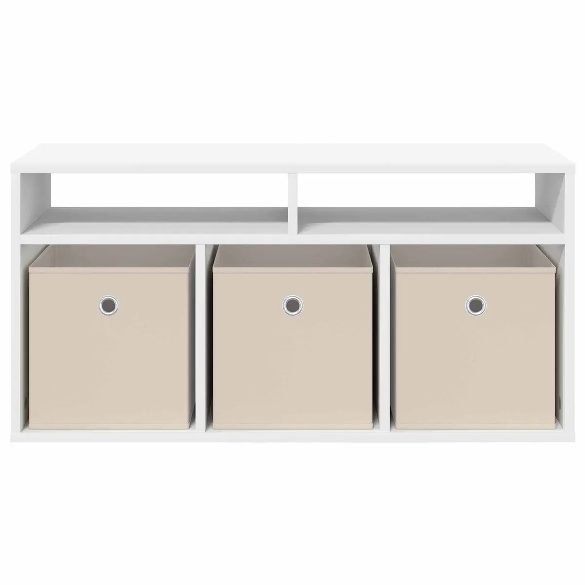 White Lowboard TV Unit 87 x 27.5 x 43 cm Modern Storage Organizer with Drawer