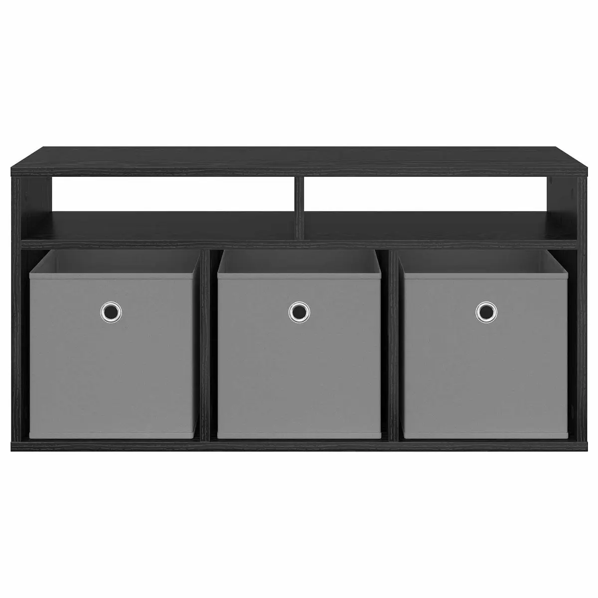 Modern Lowboard TV Unit with Drawer Black Oak Living Room Storage Cabinet 87cm