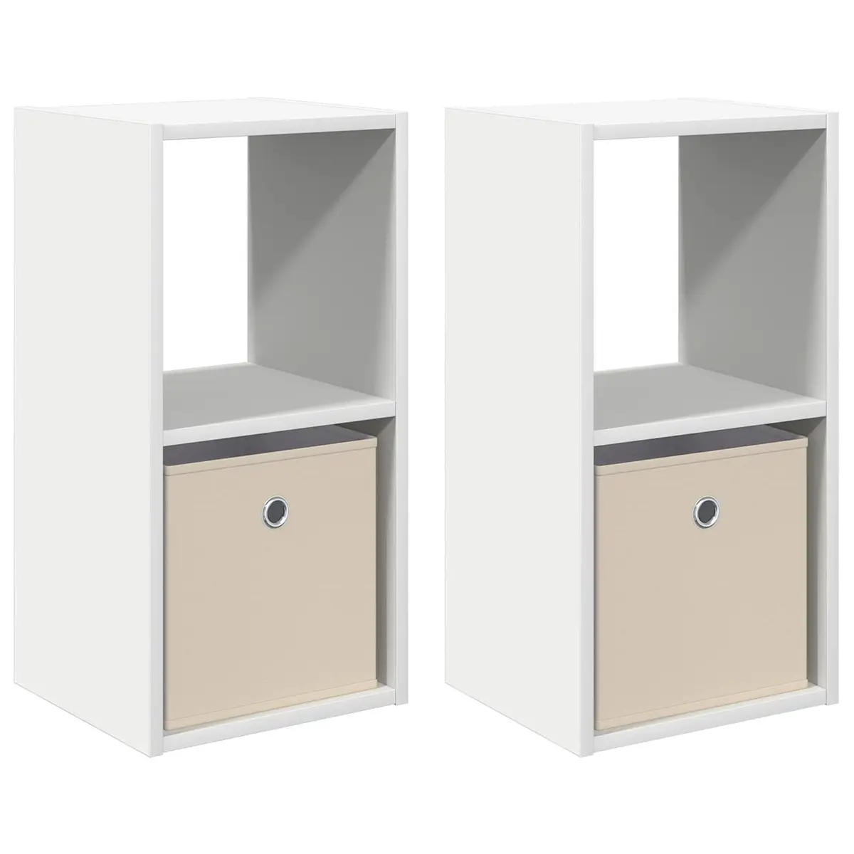 Bedside Table 2 pcs White 30.5 x 27 x 59.5 cm with Drawers Recessed Handles