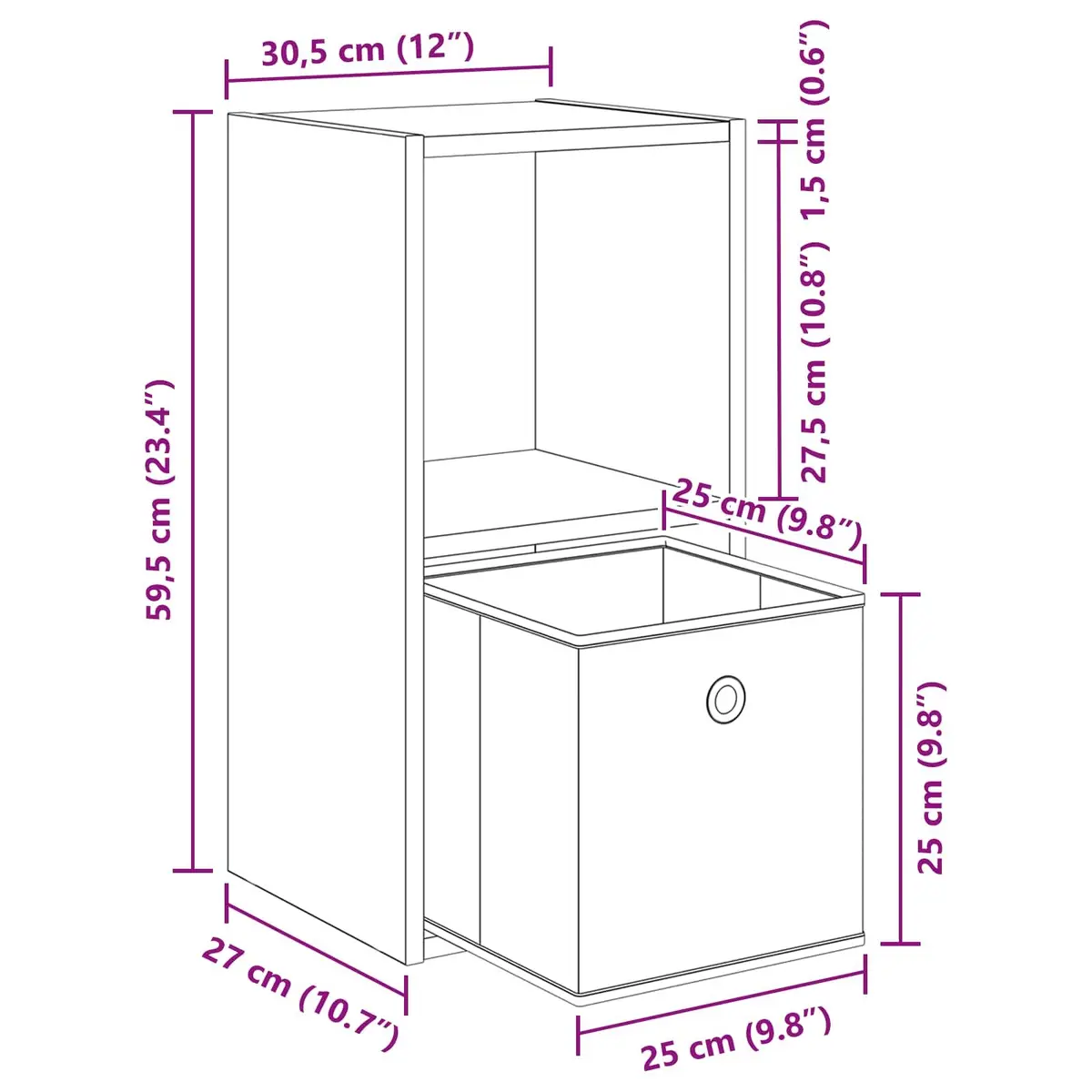 Bedside Table 2 pcs White 30.5 x 27 x 59.5 cm with Drawers Recessed Handles