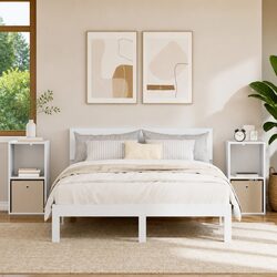 Bedside Table 2 pcs White 35 x 32 x 68 cm Engineered Wood Bedroom Storage