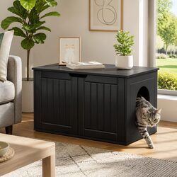 Cat House Black 85 x 55 x 50.5 cm Modern Pet Furniture Indoor Engineered Wood