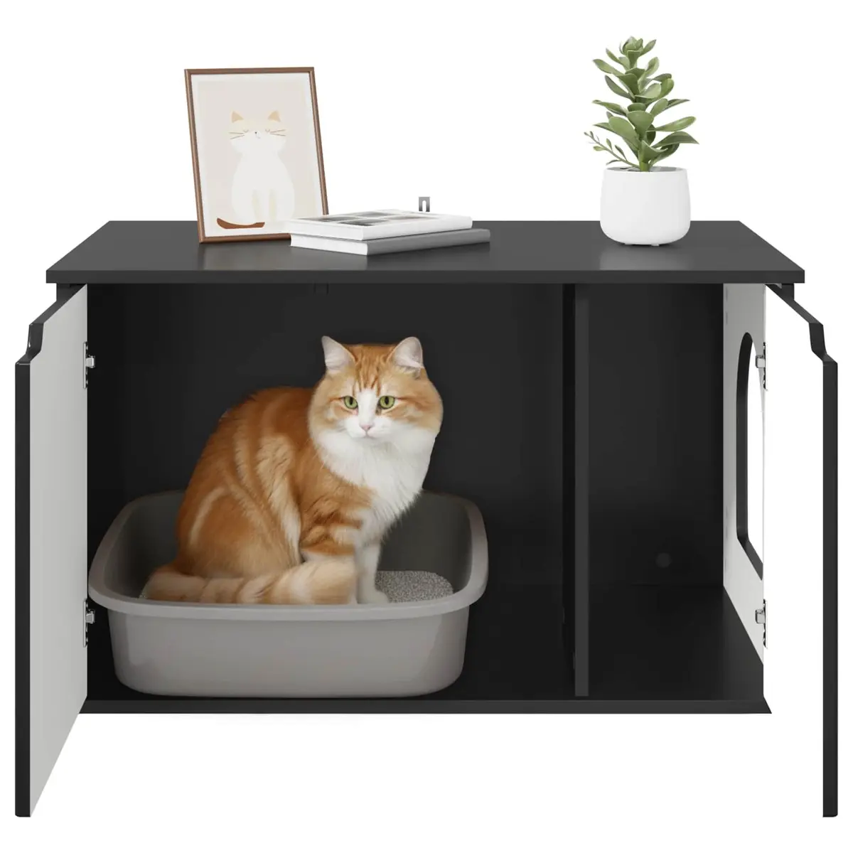 Cat House Black 85 x 55 x 50.5 cm Modern Indoor Pet Furniture Engineered Wood