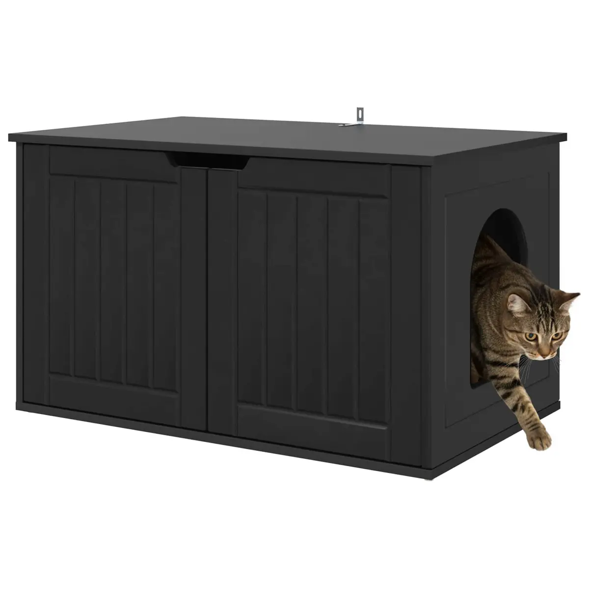 Cat House Black 85 x 55 x 50.5 cm Modern Indoor Pet Furniture Engineered Wood