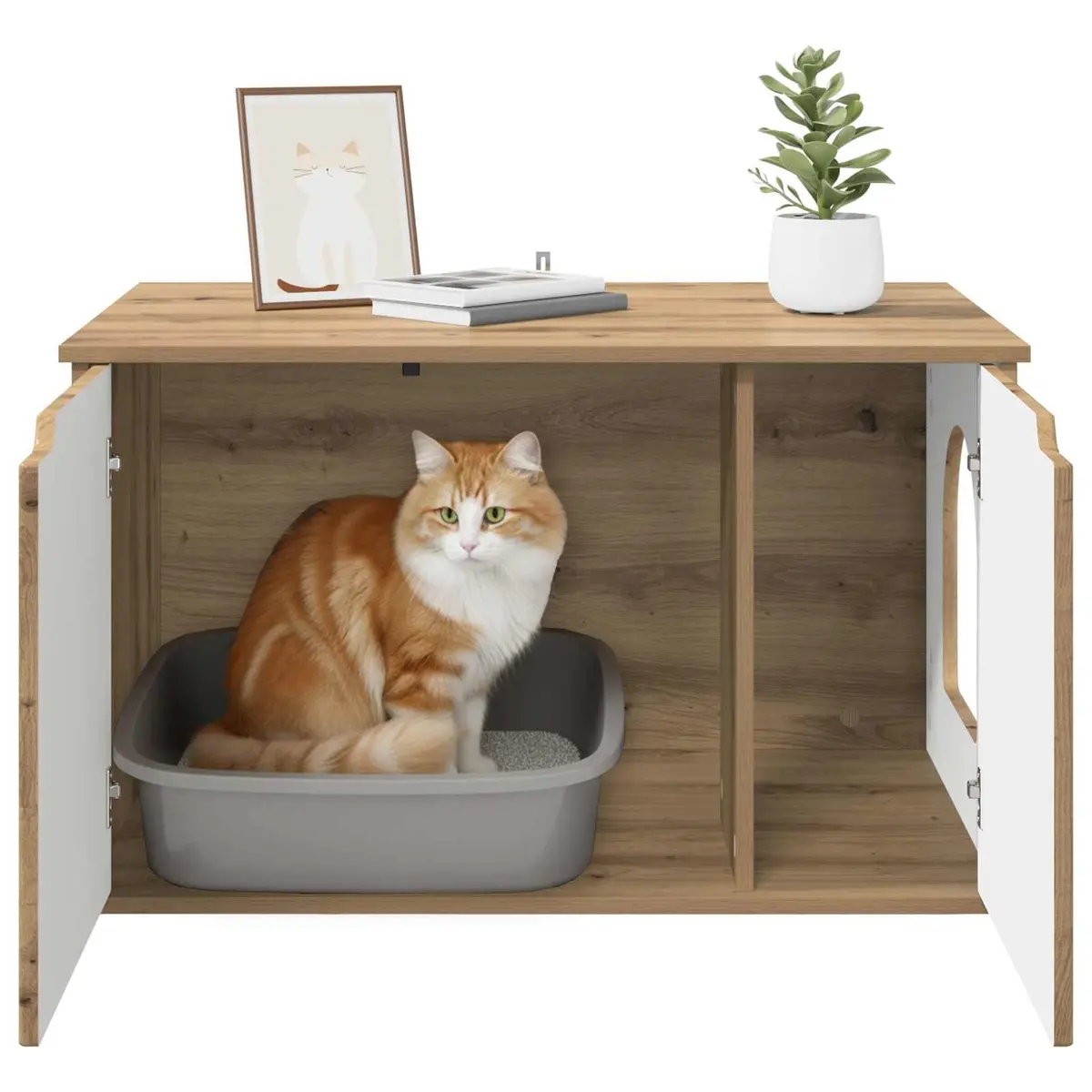 Cat House 85 x 55 x 50.5 cm Modern Indoor Pet Furniture Corner Den Shelter
