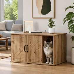 Indoor Cat House in Brown - Stylish Engineered Wood Design