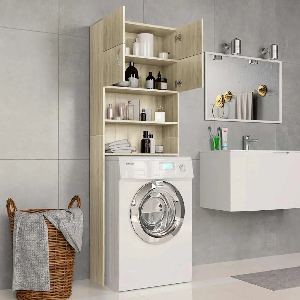 Washing Machine Cabinet Sonoma Oak Storage Cupboard Bathroom Organizer