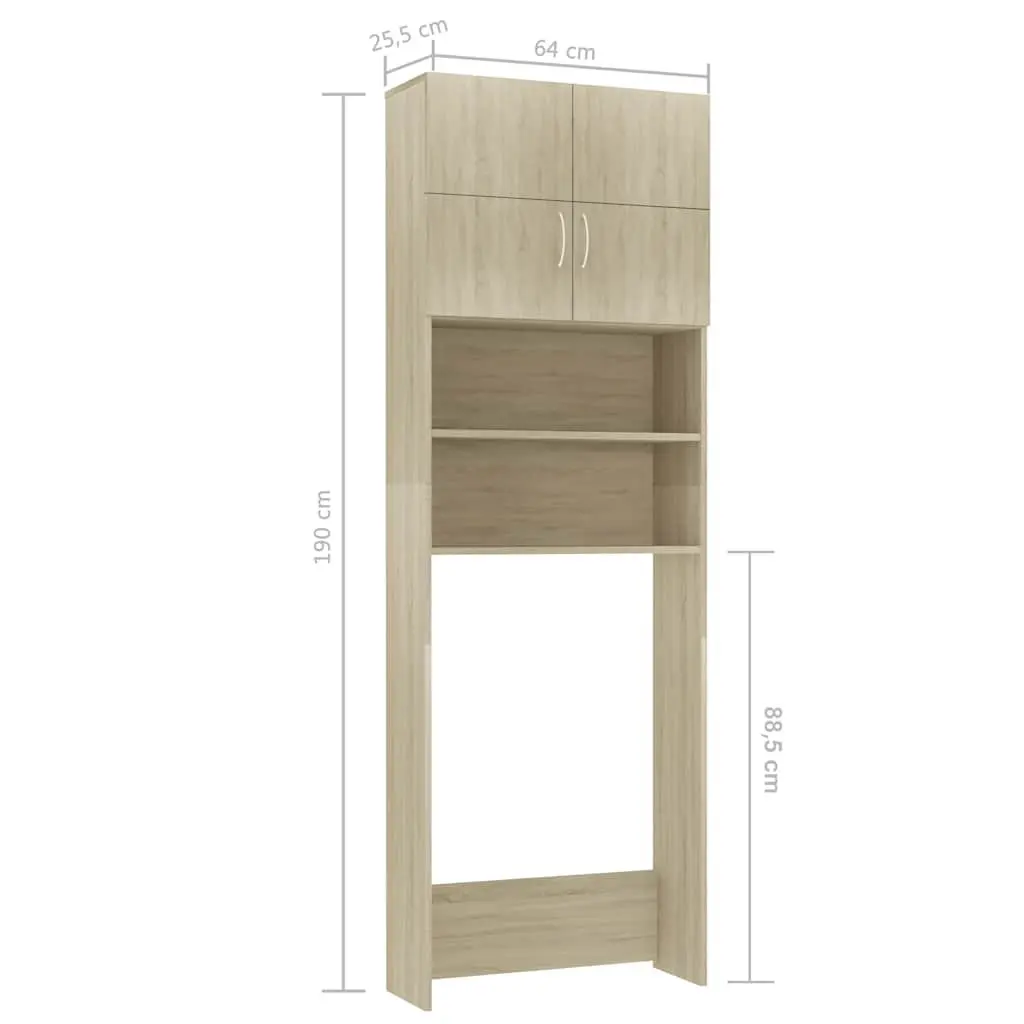 Washing Machine Cabinet Sonoma Oak Storage Cupboard Bathroom Organizer