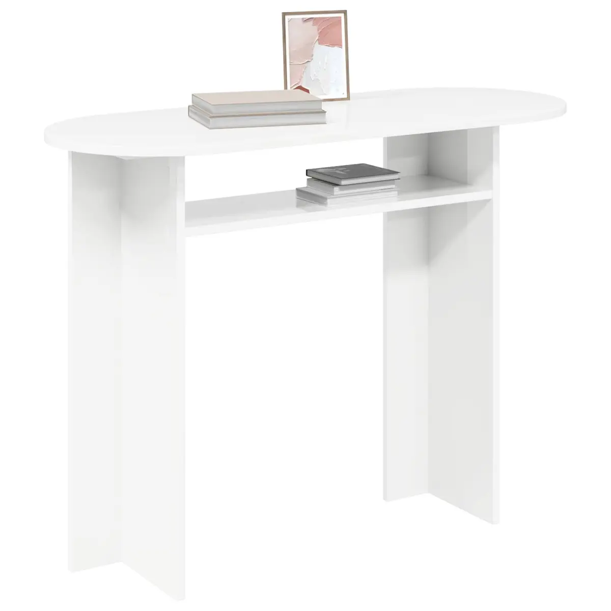 Console Table White Modern Accent Hallway Entryway Display Engineered Wood 100cm