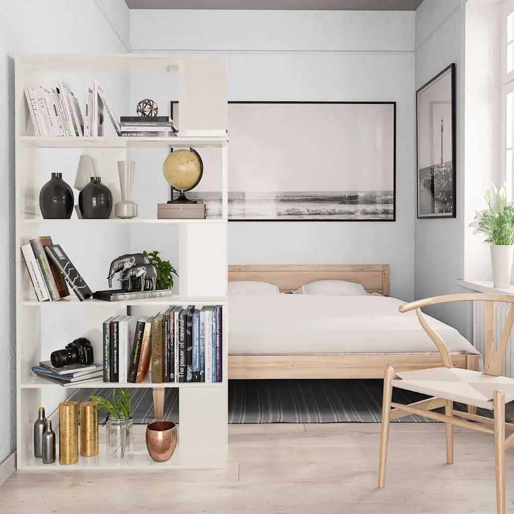 High Gloss White Book Cabinet Room Divider 80x24x159cm Engineered Wood Storage Shelf