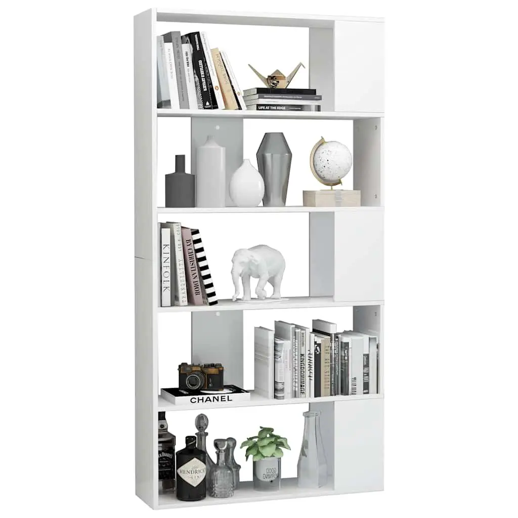 High Gloss White Book Cabinet Room Divider 80x24x159cm Engineered Wood Storage Shelf