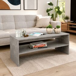 Modern Coffee Table with Open Shelf - Grey Finish