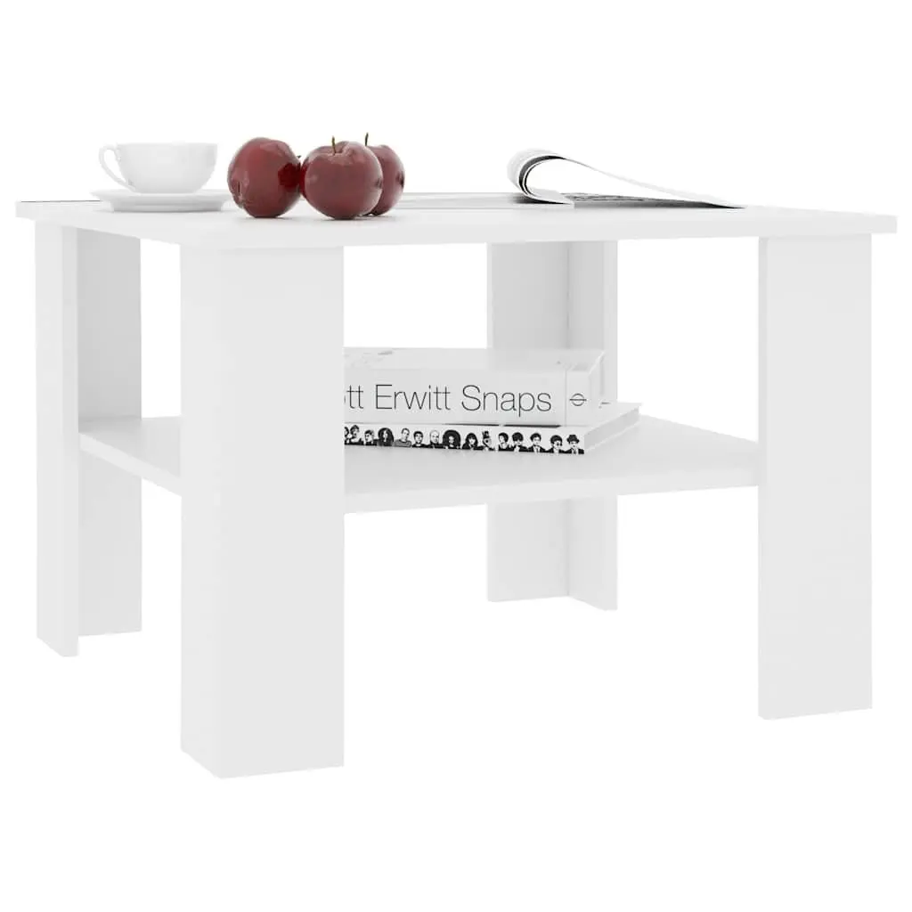 Coffee Table White 60x60x42cm Engineered Wood Living Room Storage Shelf Home