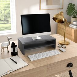 Monitor Stand Riser Grey Desktop TV Raising Platform Storage Shelf Minimalist