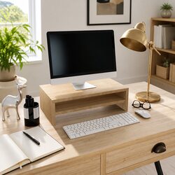 Monitor Stand Riser Sonoma Oak Engineered Wood TV Desktop Storage Shelf