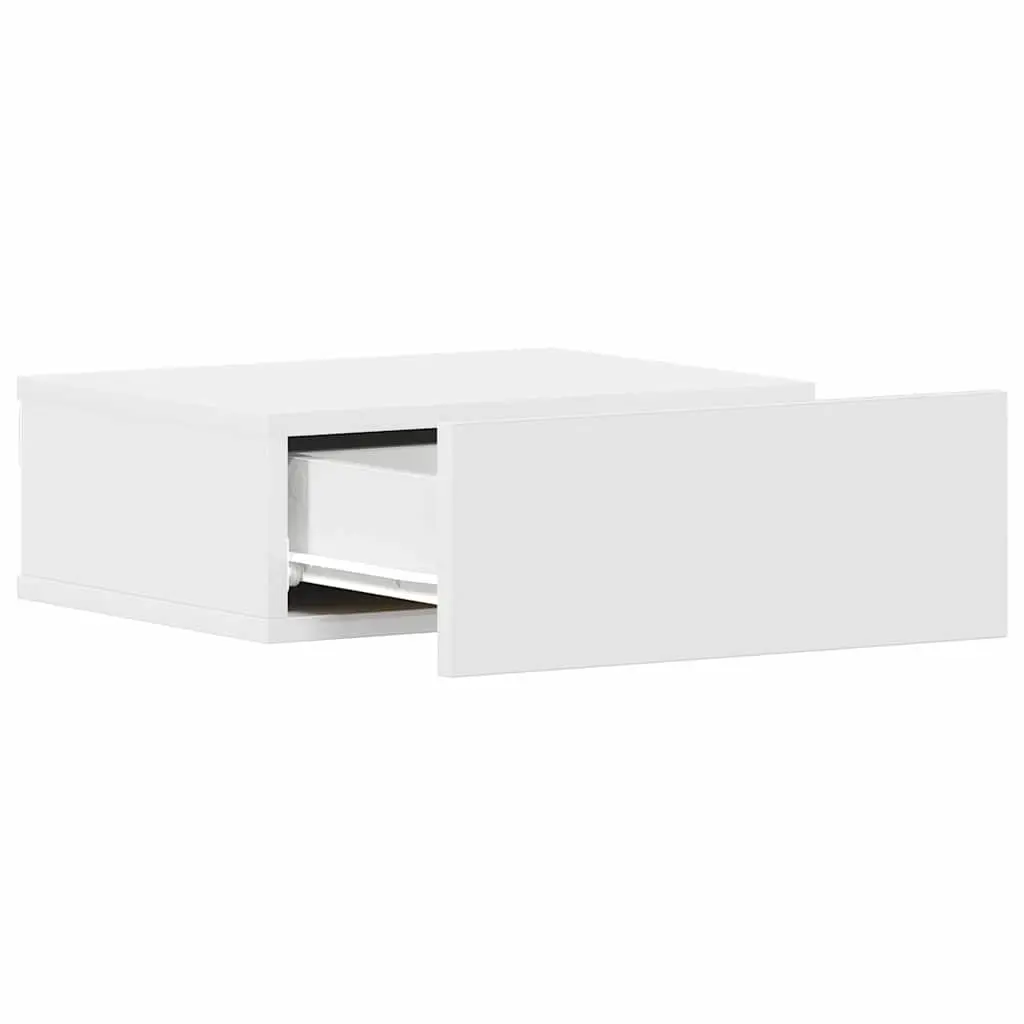 Floating Bedside Tables 2 pcs White Wall-Mounted Nightstands Storage Cabinet