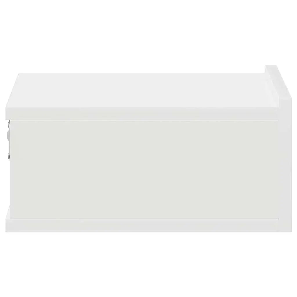 Floating Bedside Tables 2 pcs White Wall-Mounted Nightstands Storage Cabinet