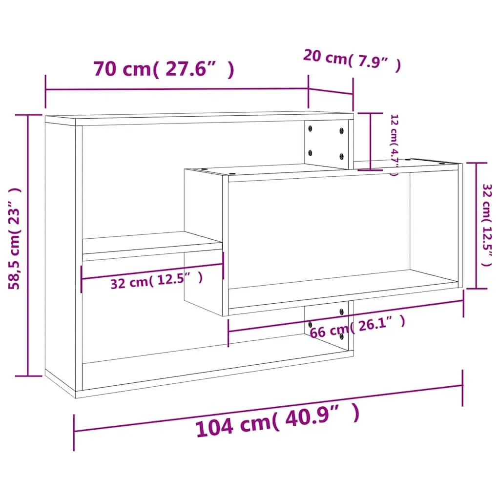 Wall Shelves 3 Compartment Brown Engineered Wood Easy Clean Storage Display Home Organiser