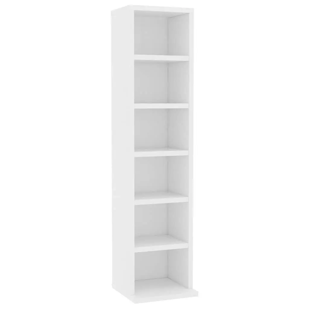 CD Cabinet White 21x20x88 cm Media Storage Rack Organiser with Six Open Compartments