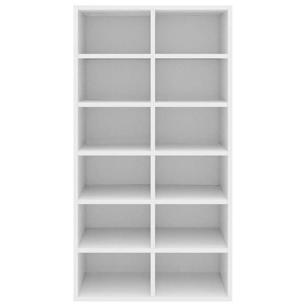 Shoe Storage Unit 12 Compartment White Engineered Wood Organiser