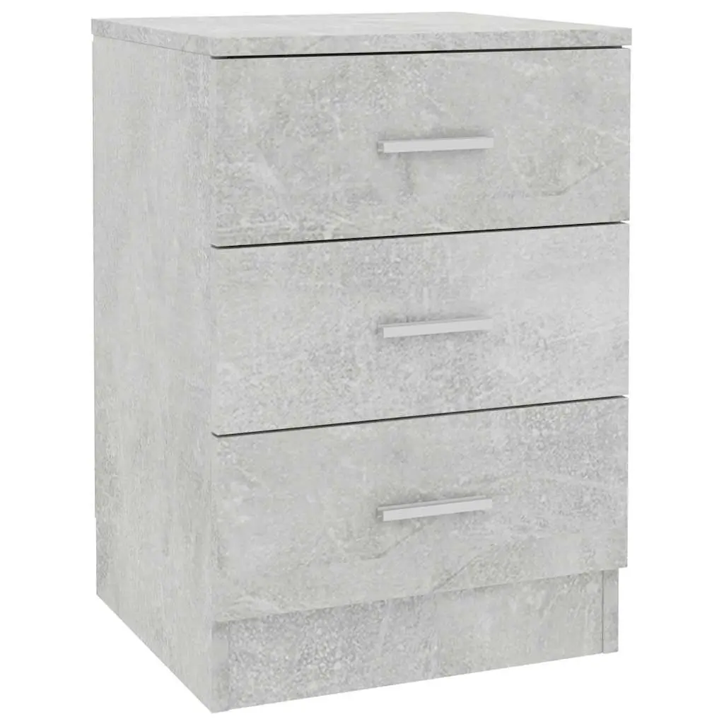 Bedside Cabinet 3 Drawers Concrete Grey Engineered Wood Storage Table
