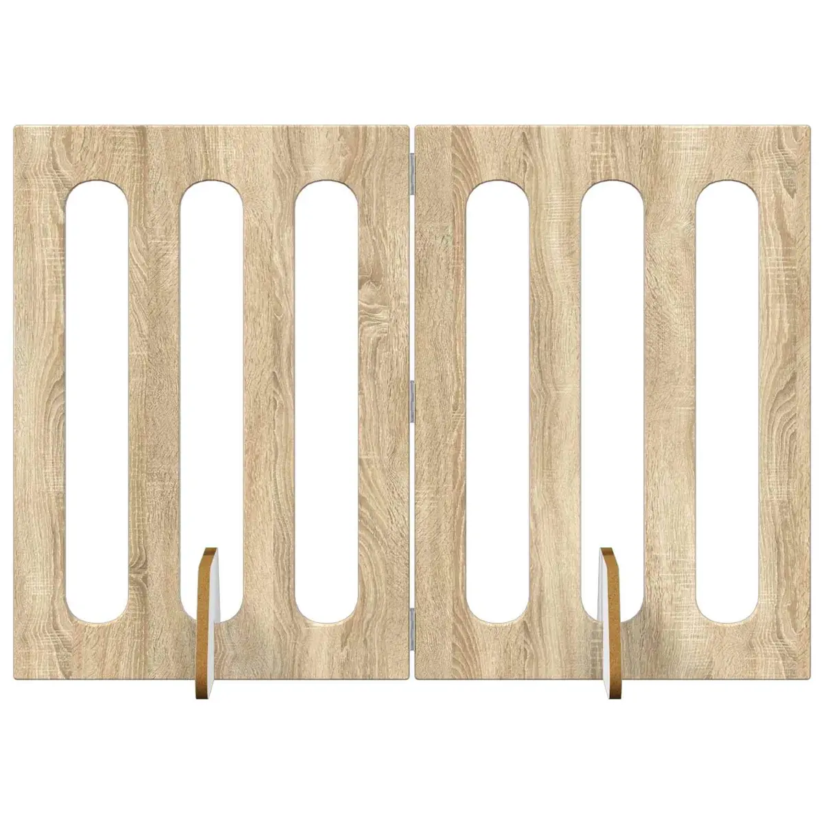 Folding Pet Fence 2 pcs Indoor Dog Barrier Foldable Panel Gate Room Divider Engineered Wood Adjustable Layout