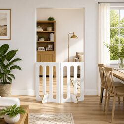 White Indoor Pet Barrier Gate with 2 Rotating Panels