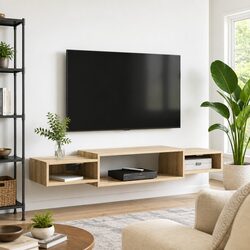 Wall-Mounted TV Cabinet Sonoma Oak Brown Open Storage Shelf Display Unit