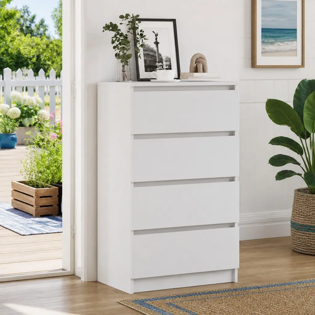 Sideboard White Storage Cabinet Engineered Wood Multiple Storage Compartments