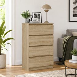 Stylish Sideboard Storage Cabinet in Brown with 4 Drawers