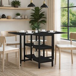 Dining Table 122x80x76.5cm Engineered Wood Black Oak Kitchen Furniture Rectangle